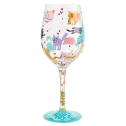 Lolita Meow It Up Handpainted Wine Glass, 15 oz.