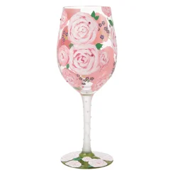 Lolita Pretty as a Peony Handpainted Wine Glass, 15 oz.