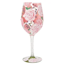 Lolita Pretty as a Peony Handpainted Wine Glass, 15 oz.