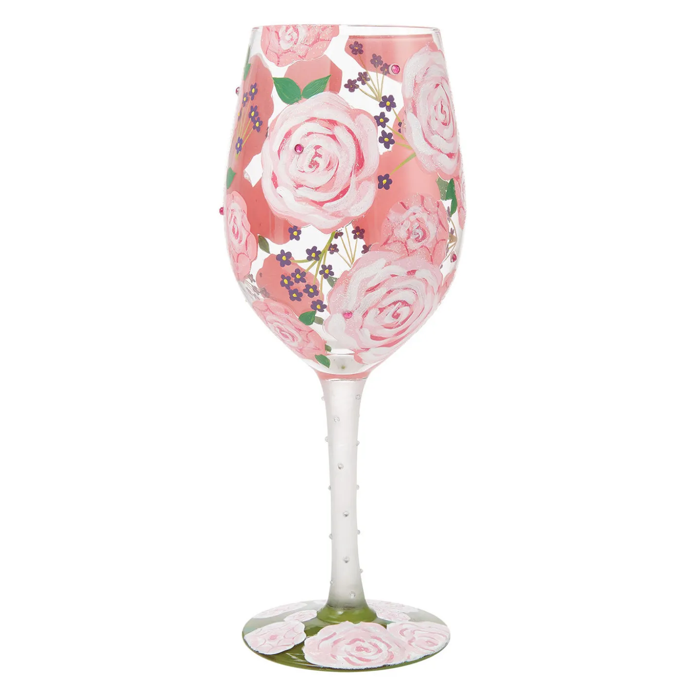 Lolita Pretty as a Peony Handpainted Wine Glass, 15 oz.