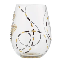 Lolita Queen Bee Handpainted Stemless Wine Glass, 20 oz.