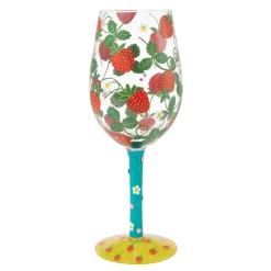 Lolita Strawberry Handpainted Wine Glass, 15 oz.