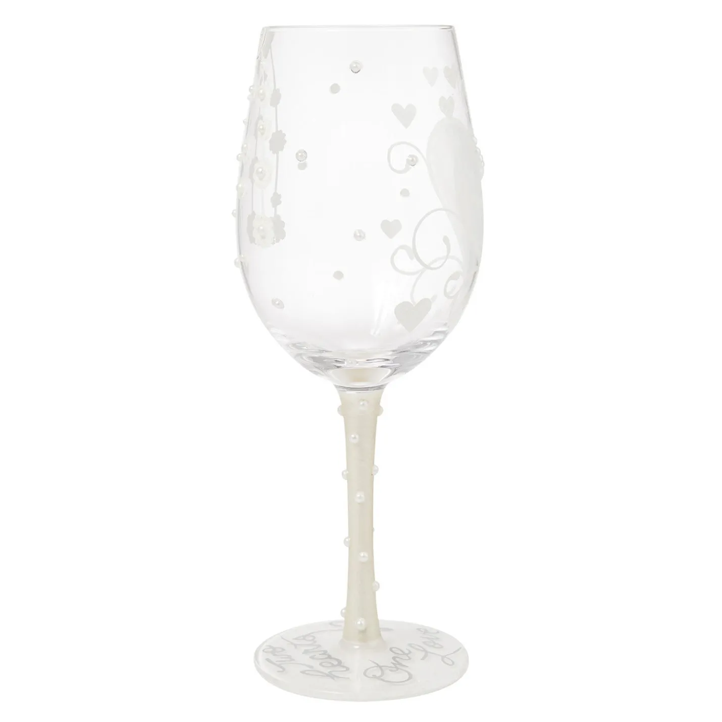 Lolita Two Hearts One Love Handpainted Wine Glass, 15 oz.