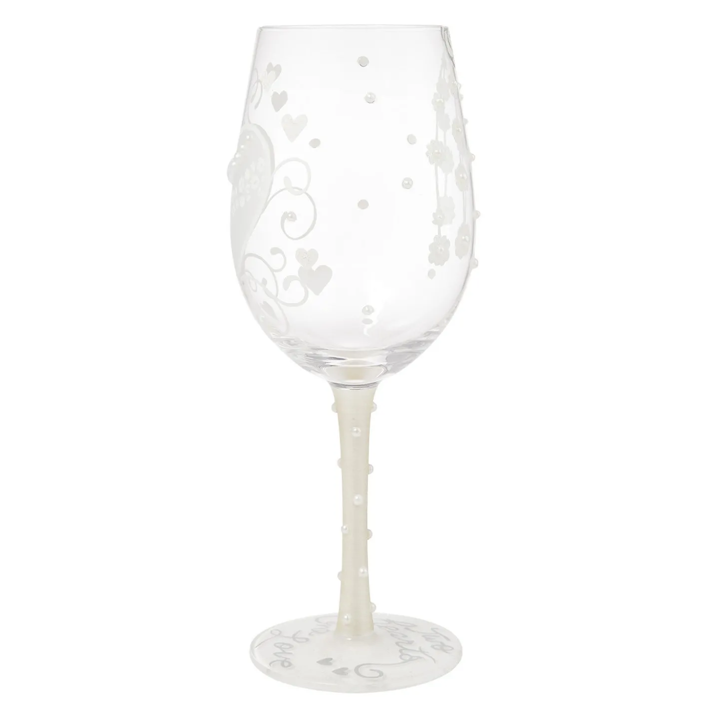 Lolita Two Hearts One Love Handpainted Wine Glass, 15 oz.