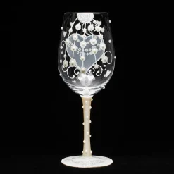 Lolita Two Hearts One Love Handpainted Wine Glass, 15 oz.
