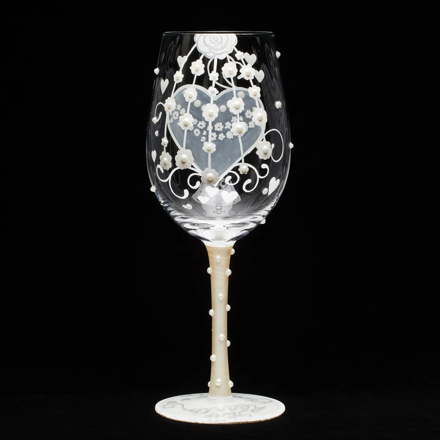 Lolita Two Hearts One Love Handpainted Wine Glass, 15 oz.