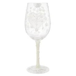 Lolita Two Hearts One Love Handpainted Wine Glass, 15 oz.
