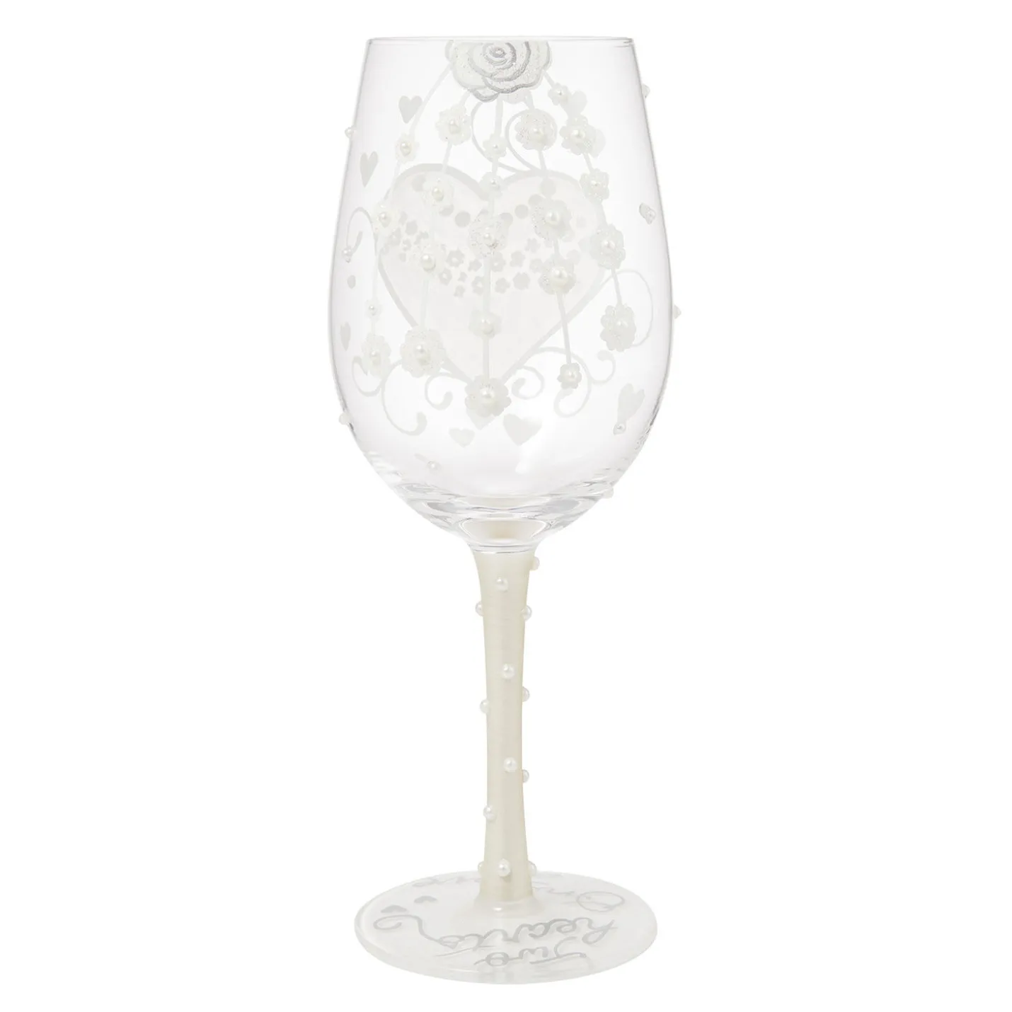 Lolita Two Hearts One Love Handpainted Wine Glass, 15 oz.