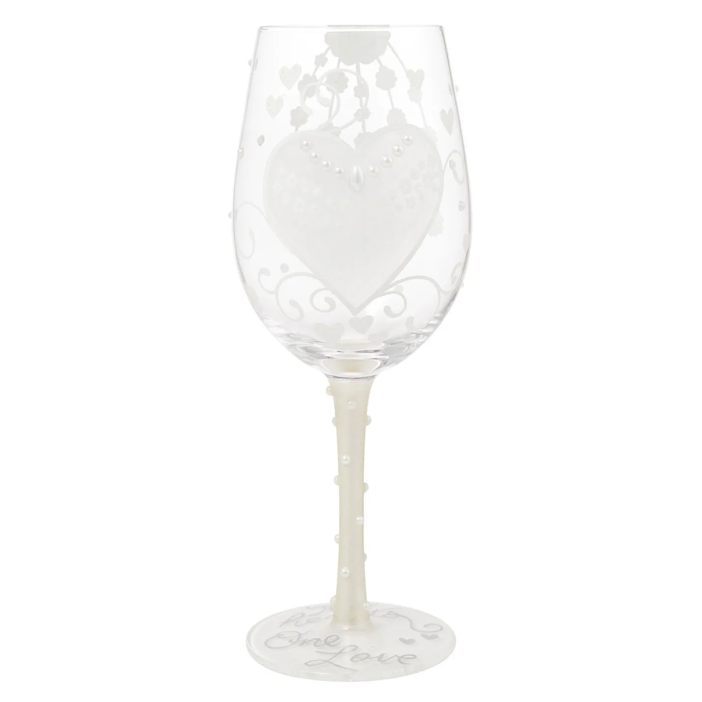 Lolita Two Hearts One Love Handpainted Wine Glass, 15 oz.
