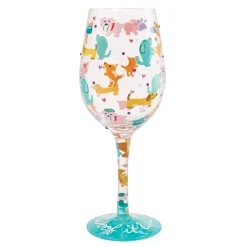 Lolita Woof It Up Handpainted Wine Glass, 15 oz.