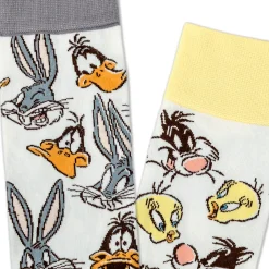 Looney Tunes™ Cartoon Faces Mismatched Novelty Crew Socks