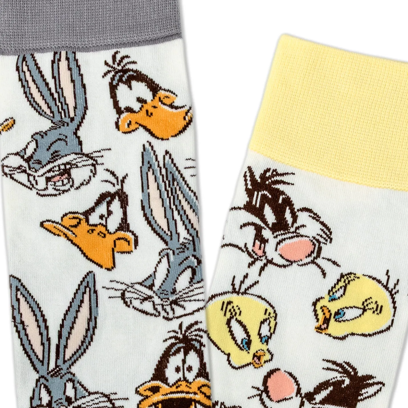 Looney Tunes™ Cartoon Faces Mismatched Novelty Crew Socks
