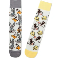 Looney Tunes™ Cartoon Faces Mismatched Novelty Crew Socks