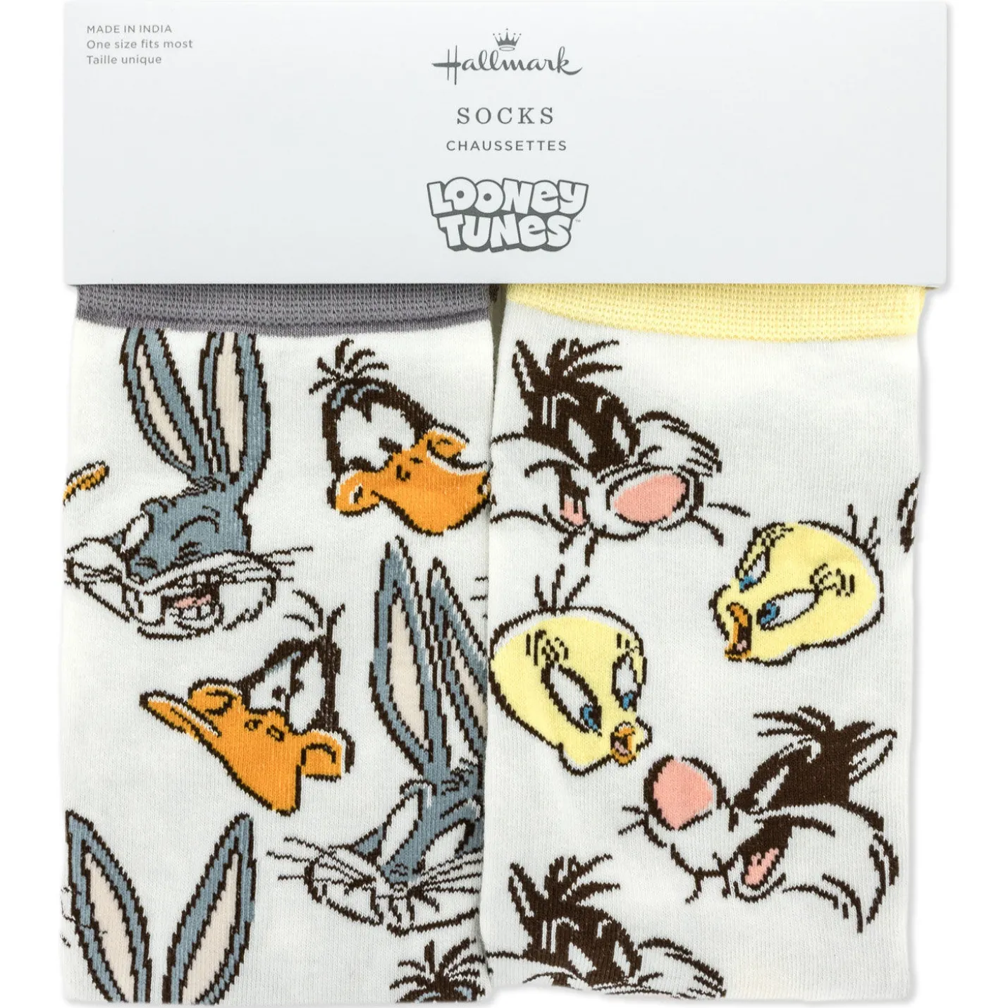 Looney Tunes™ Cartoon Faces Mismatched Novelty Crew Socks