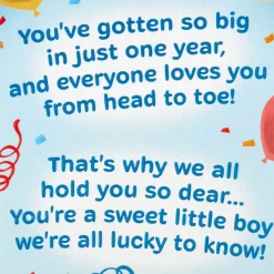 Loved From Head to Toe Pop-Up First Birthday Card for Boy
