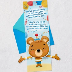 Loved From Head to Toe Pop-Up First Birthday Card for Boy