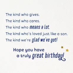 Loved Just Like a Son Birthday Card for Son-in-Law