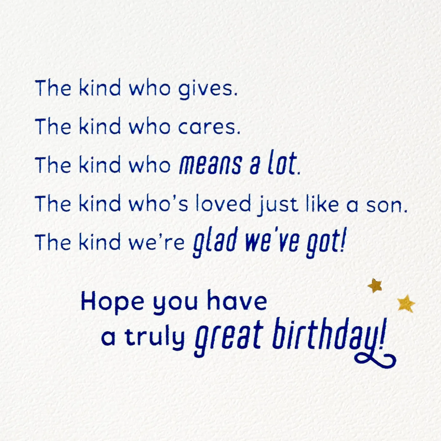 Loved Just Like a Son Birthday Card for Son-in-Law