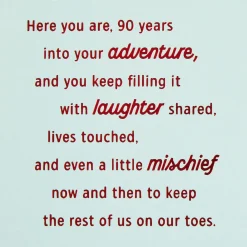 Love How You Live Your Adventure 90th Birthday Card
