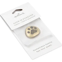 Love Is Furever Paw Print Metal Pocket Token