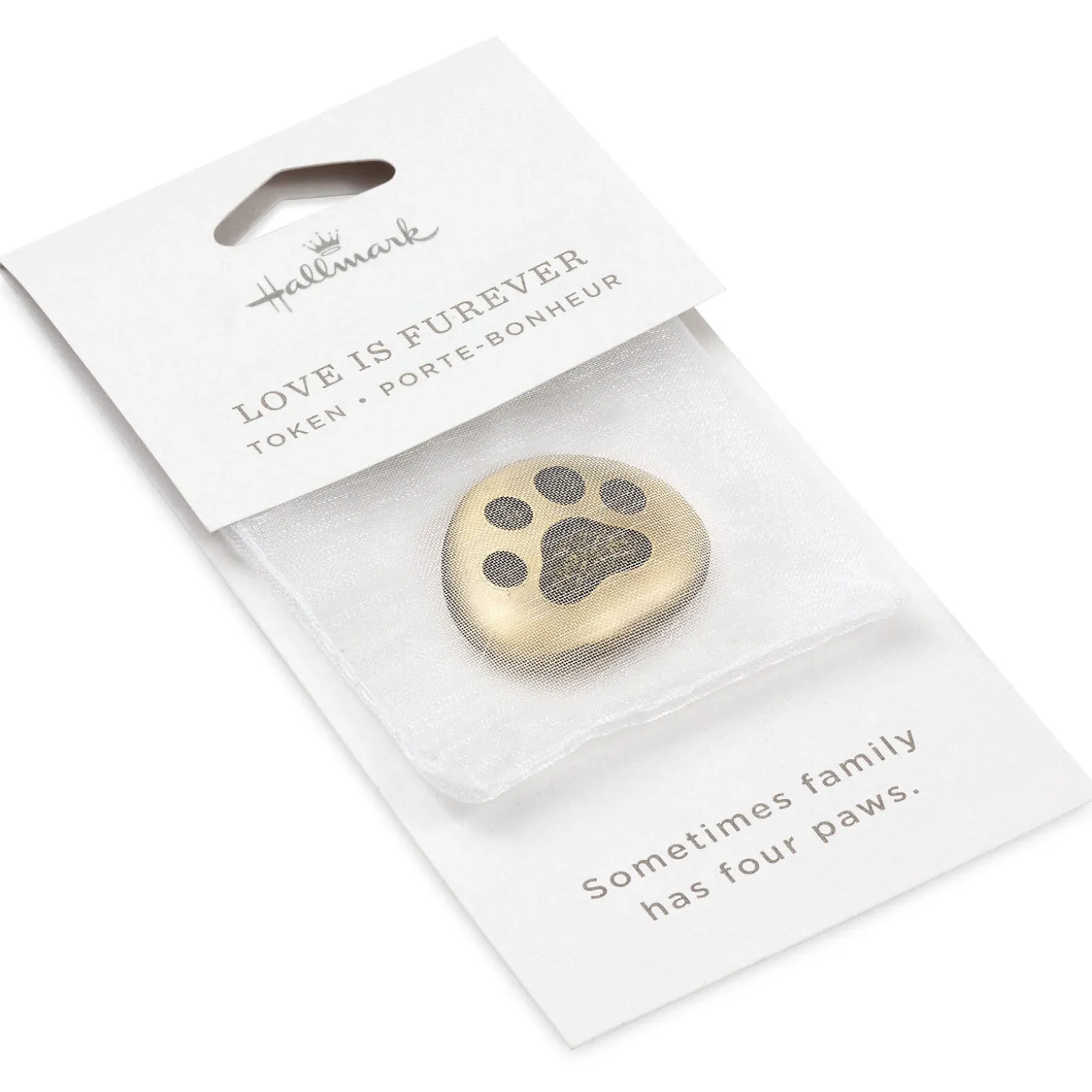 Love Is Furever Paw Print Metal Pocket Token