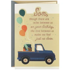 Love Makes the Miles Seem Close Birthday Card for Son