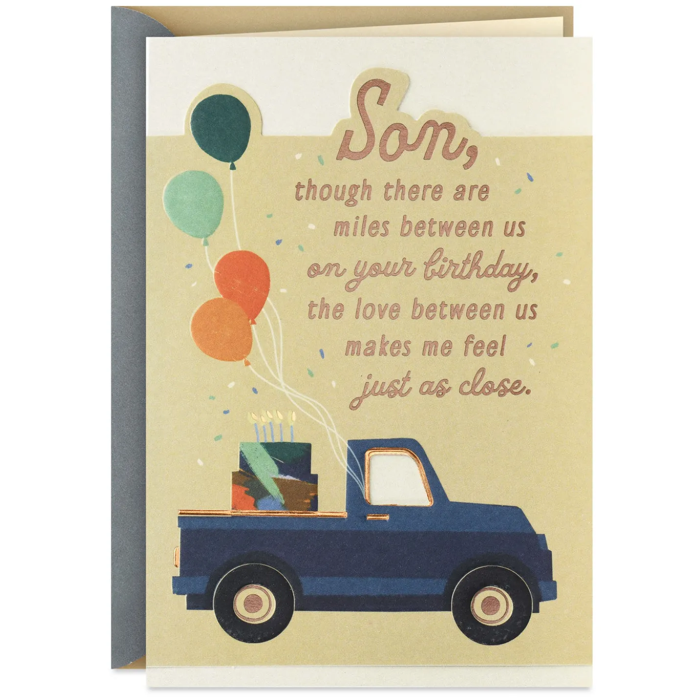 Love Makes the Miles Seem Close Birthday Card for Son