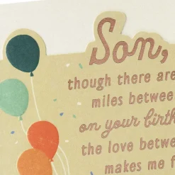 Love Makes the Miles Seem Close Birthday Card for Son