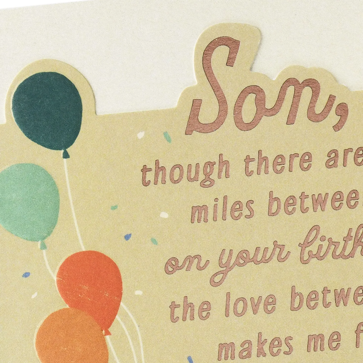 Love Makes the Miles Seem Close Birthday Card for Son