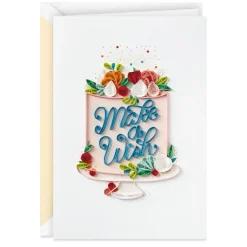 Make a Wish Quilled Paper Handmade Birthday Card