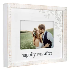 Malden Happily Ever After Rustic White Wood Picture Frame, 4x6