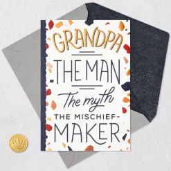 Man, Myth, Mischief-Maker Birthday Card for Grandpa