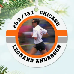 Marathon Round Metal Personalized Ornament, Custom Photo and Text