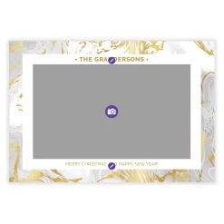 Marbled Flat Christmas and New Year Photo Card