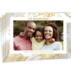 Marbled Flat Christmas and New Year Photo Card