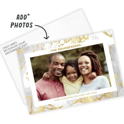 Marbled Flat Christmas and New Year Photo Card