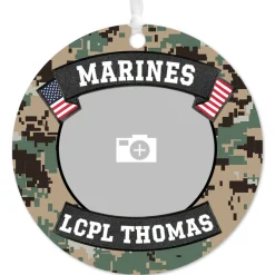 Marines Metal Personalized Ornament, Custom Photo and Text