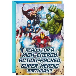 Marvel Avengers Super-Heroic Kids Birthday Card with Sound