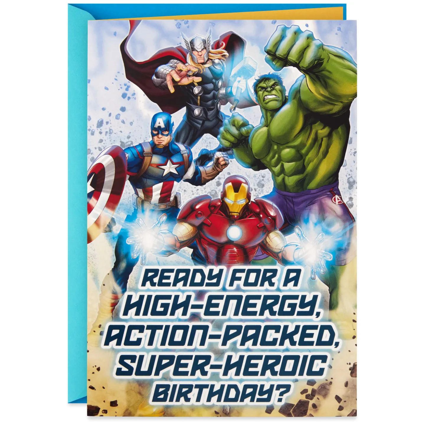 Marvel Avengers Super-Heroic Kids Birthday Card with Sound