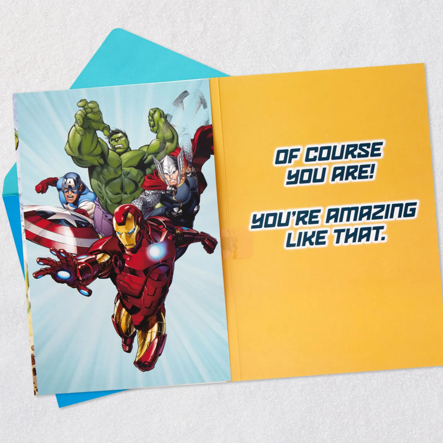 Marvel Avengers Super-Heroic Kids Birthday Card with Sound