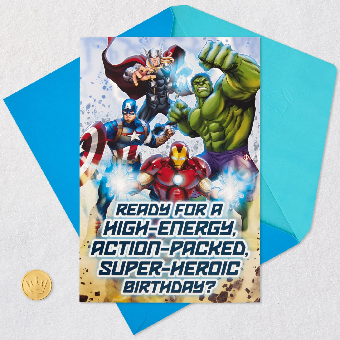 Marvel Avengers Super-Heroic Kids Birthday Card with Sound