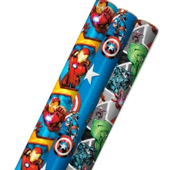 Marvel Avengers 3-Pack Wrapping Paper Roll Bundle, 60 sq. ft. total