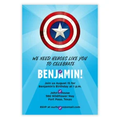 Marvel Captain America We Need Heroes to Celebrate Flat Birthday Invitation