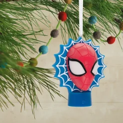 Marvel Spider-Man Face on Web Hallmark Ornament With Light