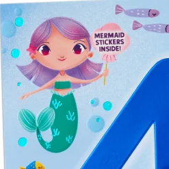 Mermaid Fun 4th Birthday Card With Stickers