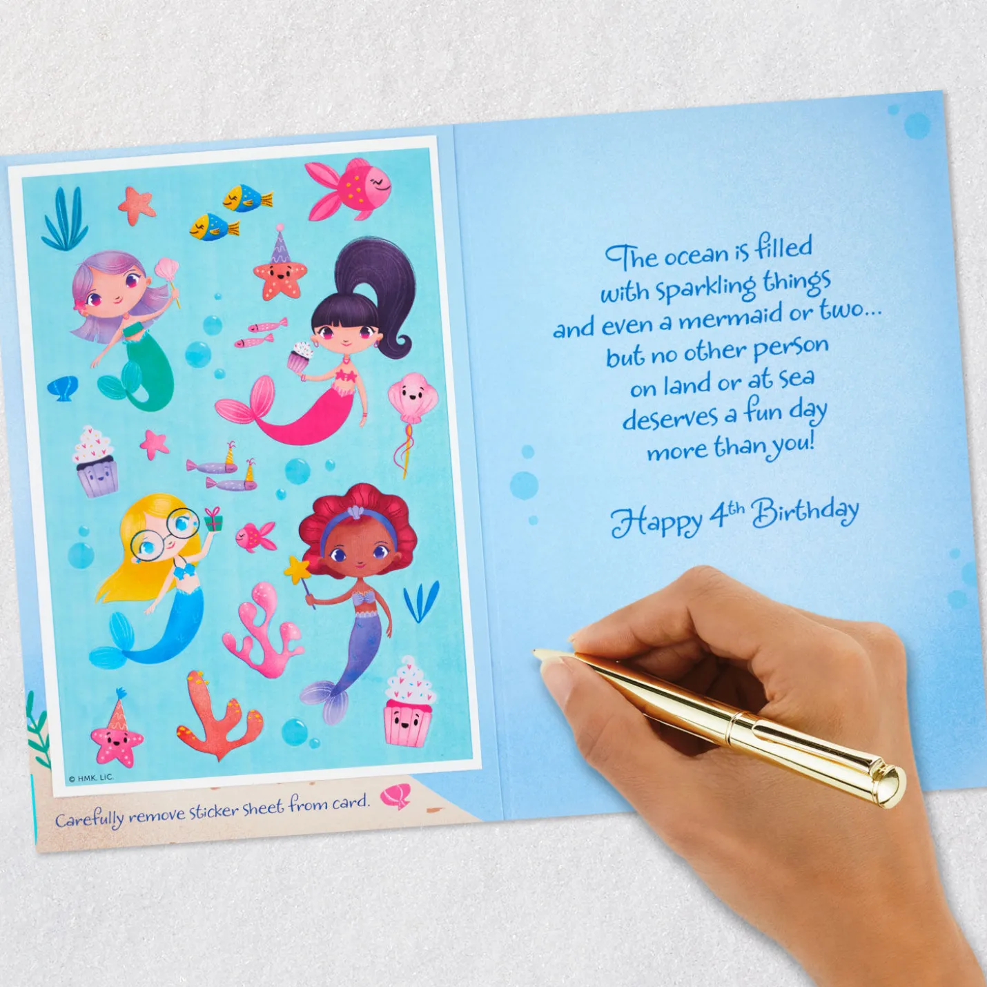 Mermaid Fun 4th Birthday Card With Stickers