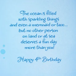 Mermaid Fun 4th Birthday Card With Stickers