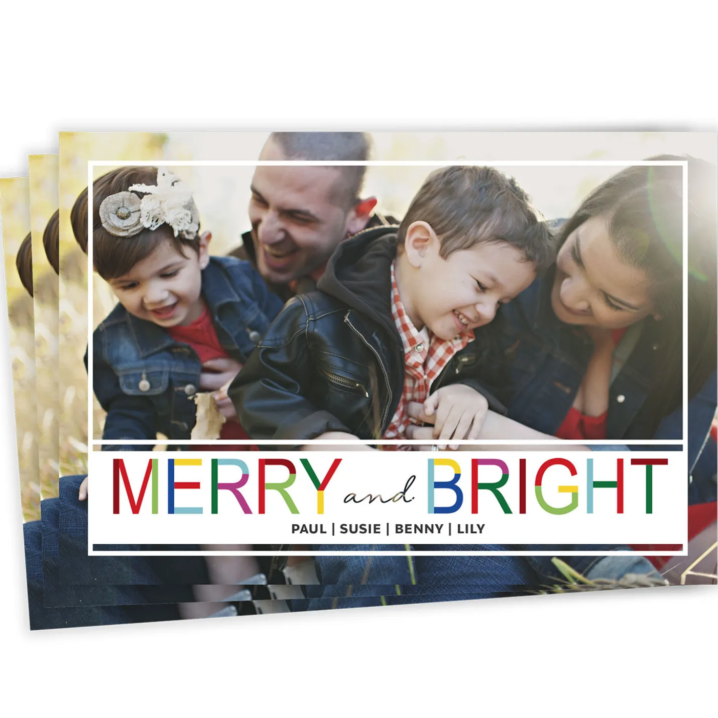 Merry and Bright Flat Christmas Photo Card