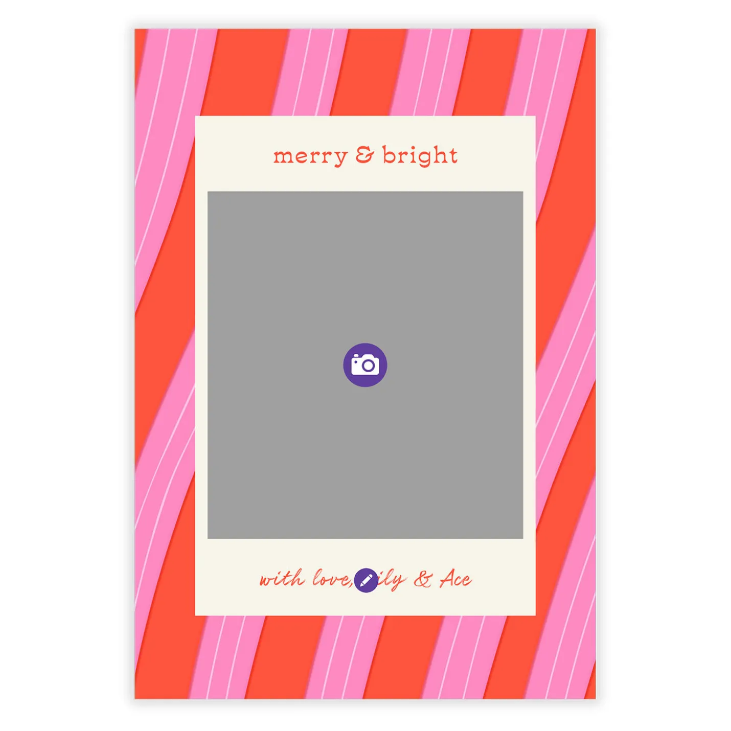 Merry and Bright Peppermint Flat Christmas Photo Card