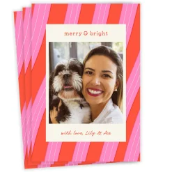 Merry and Bright Peppermint Flat Christmas Photo Card